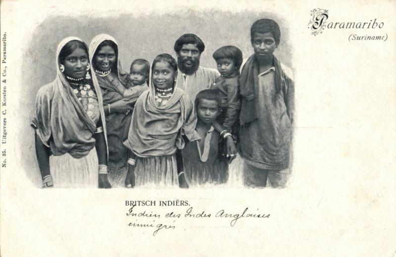 suriname, PARAMARIBO, Group of British Indians (1899) Postcard