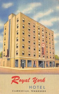 Clarksville Tennessee Royal York Hotel, Color Linen Vintage Postcard U10341