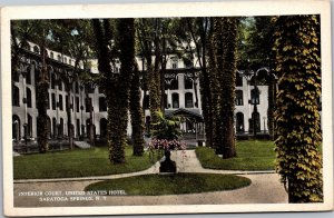 Postcard NY Saratoga Springs United States Hotel Interior Court