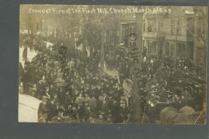 Schenectady NEW YORK RPPC 1908 FIRE Crowd METHODIST CHURCH BURNING Disaster