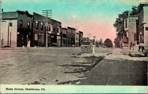 Postcard Main Street in Shabbona, Illinois