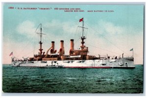 US Battleship Vermont VT Postcard 600 Officers And Men Main Battery 14 Guns