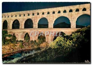 Modern Postcard The Pont du Gard night view Jesus Christ