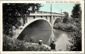 Bridge Over Little Sioux River, Spencer IA c1940s Vintage Postcard P39