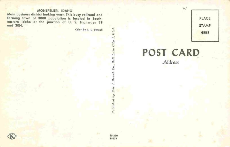 Street Scene Montpelier Idaho 1950s postcard