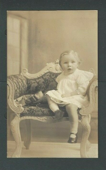 Ca 1909 RPPC Young Girl Sitting In A Chair Mint