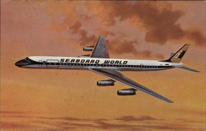 Seaboard World Airlines Douglas DC-8 Commercial Airplane Vintage Postcard