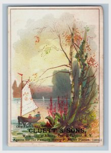 1880s Cluett & Sons Agents For Henry F. Miller Pianos Lake Scene Sailboat F145