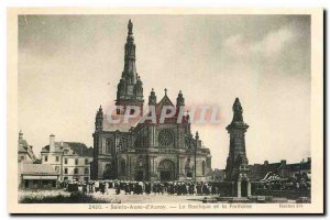 Old Postcard Sainte Anne d'Auray The Basilica and the Fountain