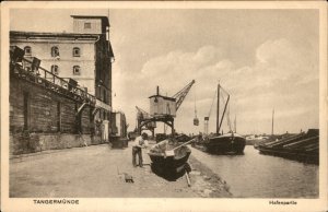 Tangermunde Germany Harbor Party Boats c1900-20s Vintage Postcard