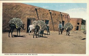 USA Wood Peddlers of Santa Fe New Mexico Donkeys Vintage Postcard 07.21