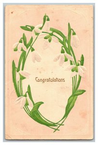 1909 Congratulations Vintage Embossed Flower Standard View Postcard