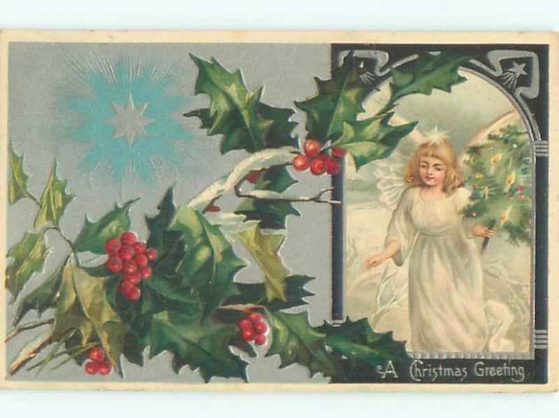 Pre-Linen BEAUTIFUL ANGEL HOLDING LITTLE CHRISTMAS TREE AB5153