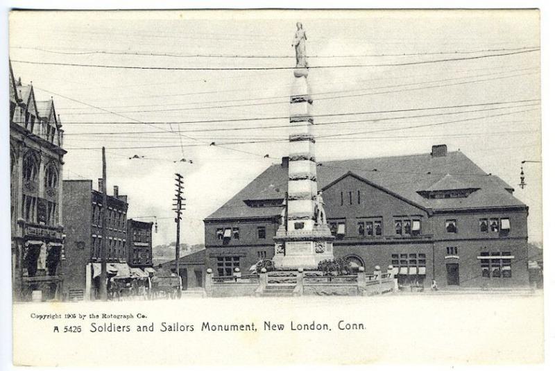 New London CT Soldiers and Sailors Monument Postcard