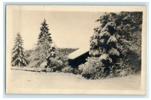 c1910 Chain Bridge Snow Winter Covered Trees Newburyport MA RPPC Photo Postcard 