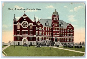 c1910 Exterior View Nazareth Academy Building Concordia Kansas Vintage Postcard