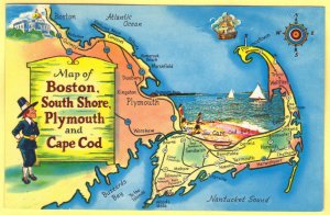 MAP OF BOSTON,SOUTH SHORE,PLYMOUTH AND CAPE COD, MASSACHISETTS   SEE SCAN  127