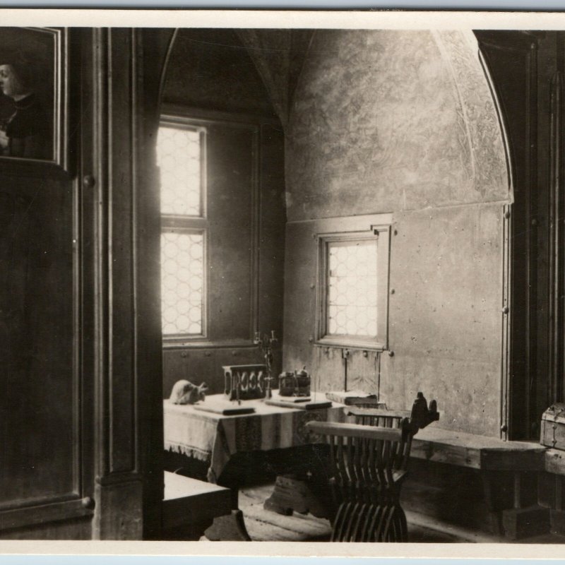 c1920s Merano, Italy RPPC Imperial Room Castle Interior Study Desk Cuckoo A362