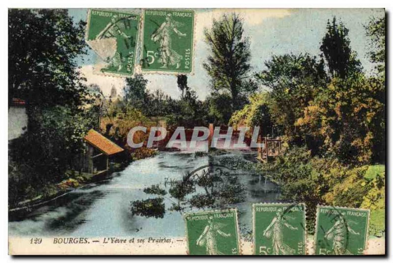 Old Postcard Bourges Yevre and Prairie