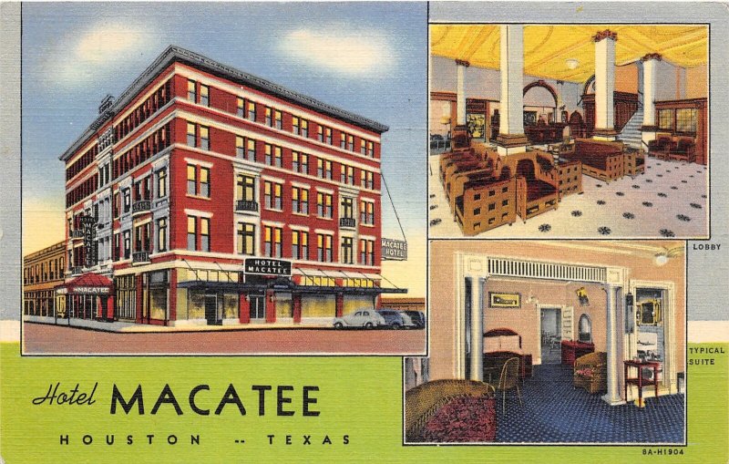 G22/ Houston Texas Postcard Linen 1940 The Macatee Hotel Coffee