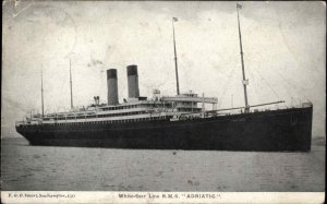 White Star Line RMS Adriatic Steamship Ship c1910 Vintage Postcard