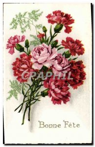 Old Postcard Bonne Fete Flowers