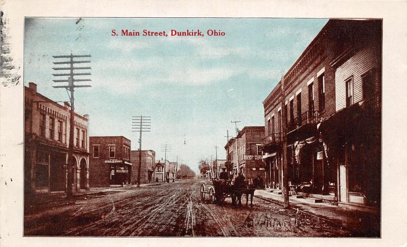 F32/ Dunkirk Ohio Postcard 1910 South Main Street Stores