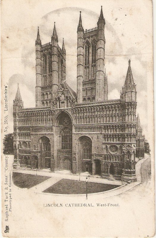 lINCOLN cATHEDRAL, WEST FRONT TUCK COU TRY SERIES PC # 2355