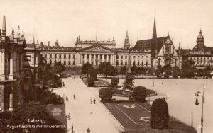 Vintage Postcard Leipzig Augustusplatz Mit Universitat Germany