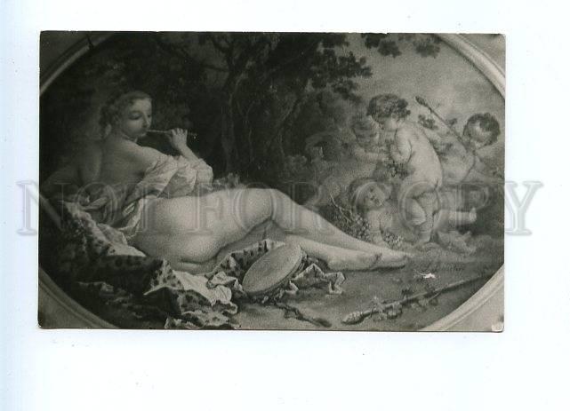 131225 NUDE BACCHANTE w/ PIPE & TAMBOURINE old Russian PC