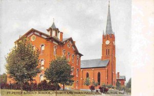 St Peter & Paul  Church School Parsonage Huntington Indiana 1910c postcard