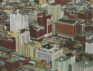 c1920-1930s Birds eye view Dallas Texas downtown aerial postcard C534 