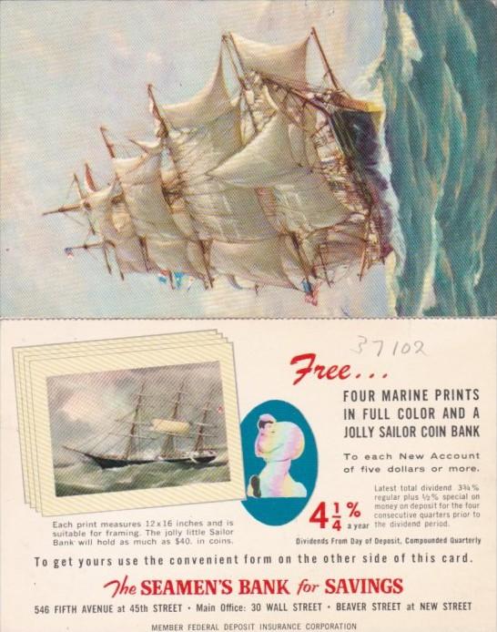 Advertising The Seamen's Bank For Saving New York Fold Out