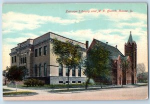 Boone Iowa IA Postcard  Ericson Library And Methodist Episcopal Church c1910's