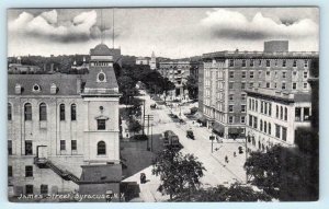 SYRACUSE, New York NY ~ Birdseye JAMES STREET Scene c1910s Postcard