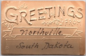 Greetings From Northville South Dakota SD Embossed Flowers Letters Postcard