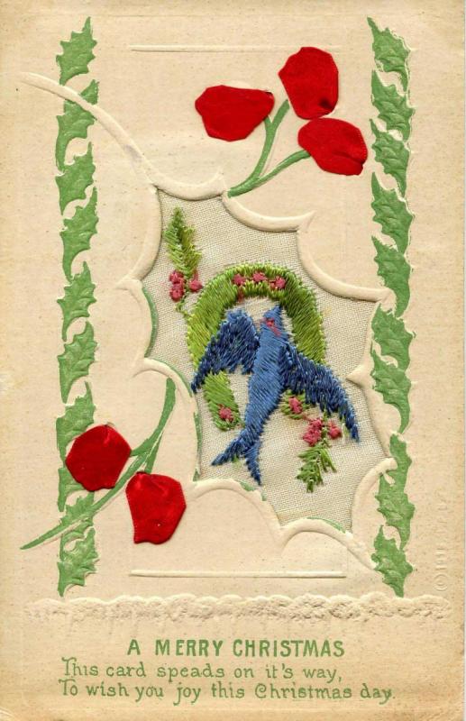 Embroidered Silk  - A Merry Christmas