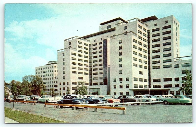 Postcard CT Hartford St. Francis Hospital 1950's Old Cars D8