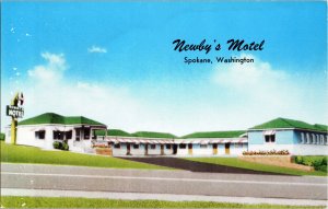 Newby's Motel Spokane Washington Vintage Advertising Postcard Circa 1950s