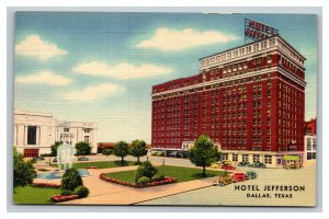 Vintage 1940 Advertising Postcard Antique Cars Hotel Jefferson Dallas Texas