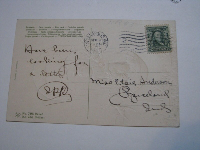 Postcard Easter Boy Egg Balloon #7488 / 7491