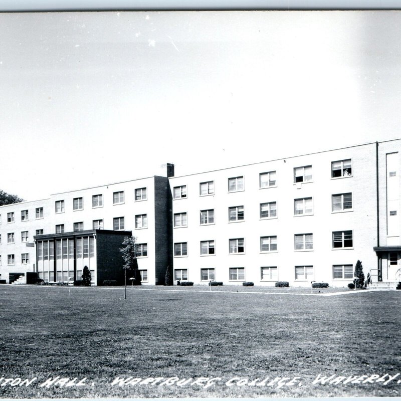 c1950s Waverly, IA RPPC Clinton Hall Wartburg College Real Photo Postcard A109