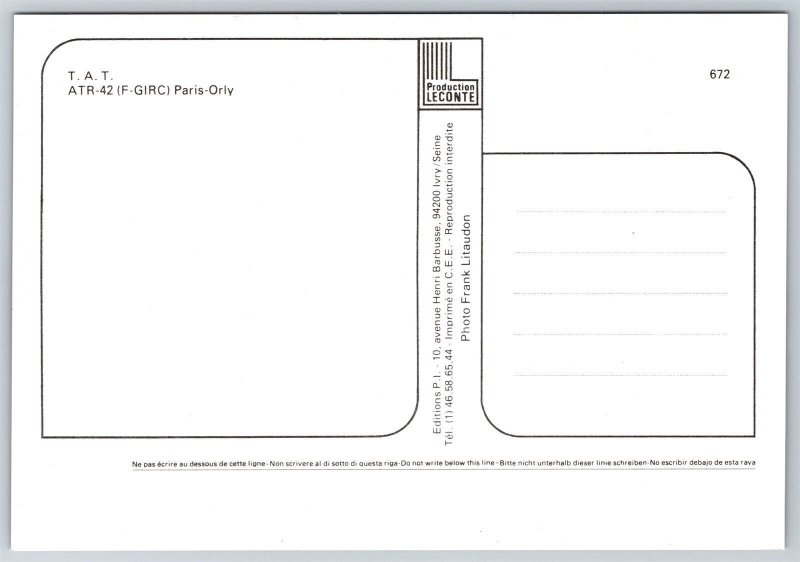 Airplane Postcard TAT European Airlines Airways ATR-42 F-GIRC GB11