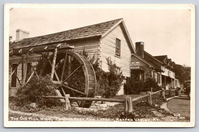 RPPC~Old Mill Wheel Trading Post & Lodge Renfro Valley KY~Real Photo Postcard