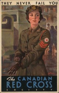 Canadian Red Cross Woman Uniform Poster Art WWII Beautiful Postcard