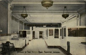 Frankfort Indiana IN First National Bank Interior c1910 Vintage Postcard