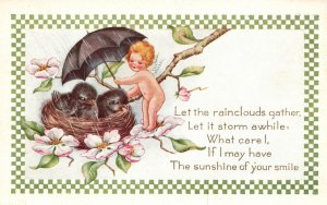 Vintage Postcard 1900's Let Rainclouds Gather Storm Sunshine Your Smile Greeting