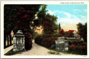 Circleville Ohio, Entrance, Park Place, Pathway, Trees, Plants, Vintage Postcard