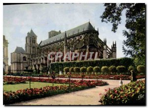 Modern Postcard Bourges of Archeveche Garden View