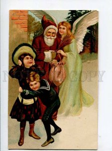 414815 SANTA CLAUS Ded Moroz ANGEL Kids Vintage EMBOSSED Rus